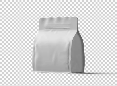 Render of a white square doy-pack package with zipper on transparent background Stock Illustration