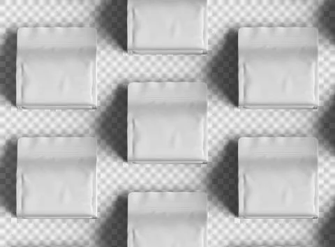 Render of a white square doy-pack package with zipper on transparent background Stock-Illustration