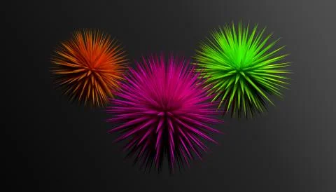 Rendered design elements abstract 3D sharp objects on the dark background Stock Illustration