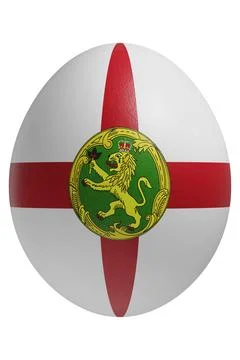 Rendered easter egg with a flag of Alderney on the surface. Illustrazione stock