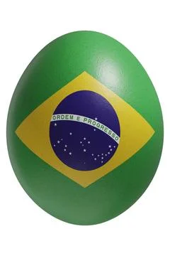 Rendered easter egg with a flag of Brazil on the surface. Stock Illustration