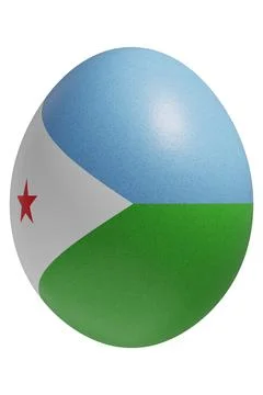 Rendered easter egg with a flag of Djibouti on the surface. Illustrazione stock