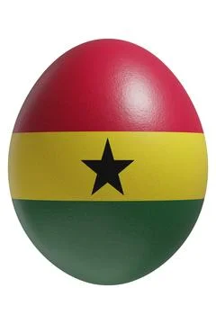 Rendered easter egg with a flag of Ghana on the surface. Stock Illustration