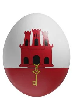 Rendered easter egg with a flag of Gibraltar on the surface. Stock Illustration