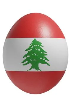 Rendered easter egg with a flag of Lebanon on the surface. Stock Illustration