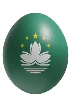 Rendered easter egg with a flag of Macau on the surface. Stock Illustration