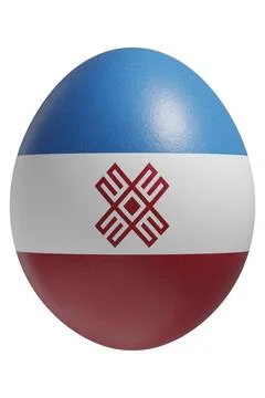Rendered easter egg with a flag of Mari El on the surface. Stock Illustration