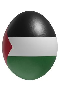 Rendered easter egg with a flag of Palestine on the surface. Stock Illustration