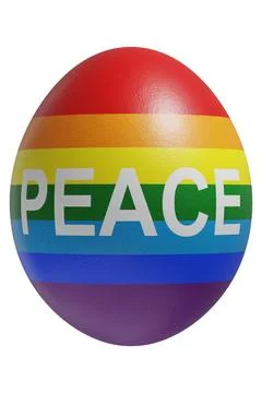 Rendered easter egg with a flag of the peace sign on the surface. Stock Illustration