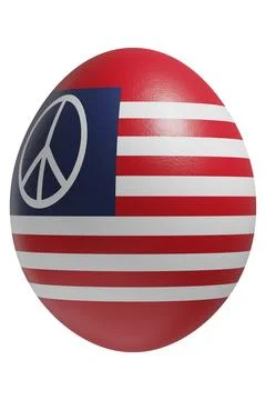 Rendered easter egg with a flag of the peace sign on the surface. Stock Illustration