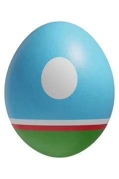 Rendered easter egg with a flag of Sakha Republic on the surface. Stock Illustration
