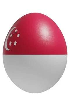 Rendered easter egg with a flag of Singapore on the surface. Stock Illustration