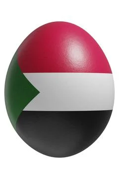 Rendered easter egg with a flag of Sudan on the surface. Stock Illustration