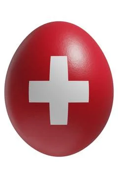 Rendered easter egg with a flag of Switzerland on the surface. Stock Illustration