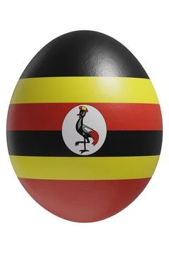 Rendered easter egg with a flag of Uganda on the surface. Stock Illustration