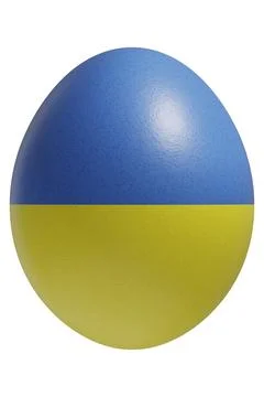 Rendered easter egg with a flag of Ukraine on the surface. Stock Illustration