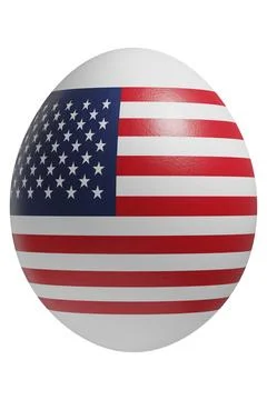 Rendered easter egg with a flag of the United States of America on the surfac Stock Illustration