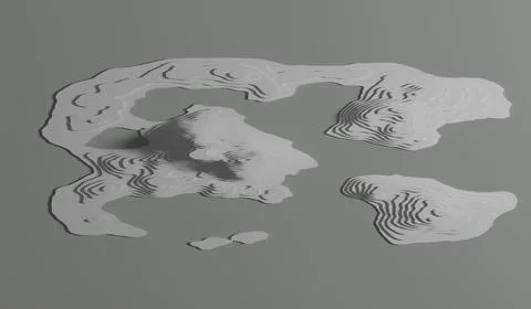 Rendered image. 3d Topological map of mountains and hills. Cartography and to Stock Illustration