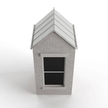 Rendered image of a gray brick building with a single window isolated on a white Ilustración de archivo