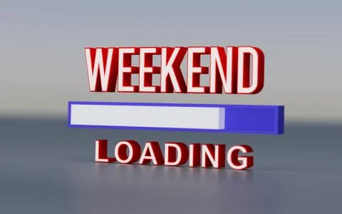 Rendered weekend loading text and progress bar. イラスト素材