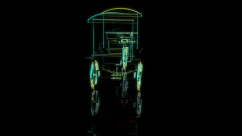Rendering 3D animation, Bike Cafe model on a black background Stock Footage 260044470