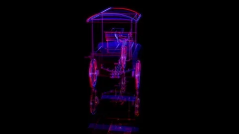 Rendering 3D animation, Bike Cafe model on a black background Stock Footage 261705057