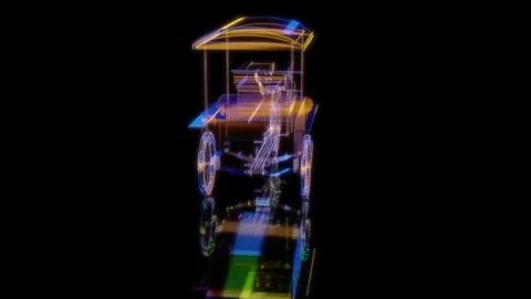 Rendering 3D animation, Bike Cafe model on a black background Stock Footage 262461641