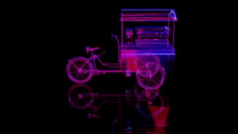 Rendering 3D animation, Bike Cafe model on a black background Stock Footage 262612924