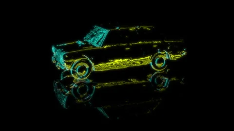Rendering 3D animation, Car model on a black background Stock Footage 260046018