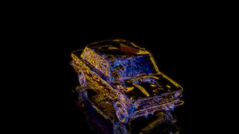 Rendering 3D animation, Car model on a black background Stock Footage 260450622