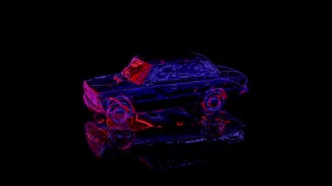 Rendering 3D animation, Car model on a black background Stock Footage 261706254