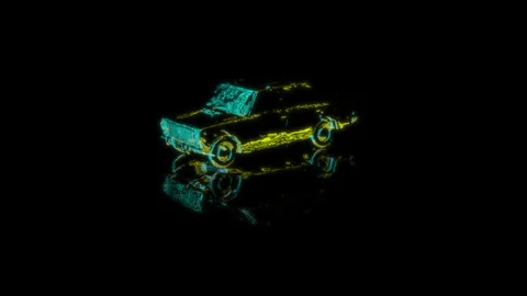 Rendering 3D animation, Car model on a black background Stock Footage 262089085