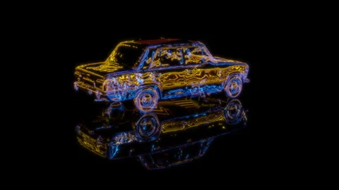Rendering 3D animation, Car model on a black background Stock Footage 262462804