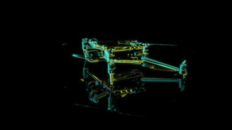 Rendering 3D animation, Classic Drone model on a black background Stock Footage 260047052