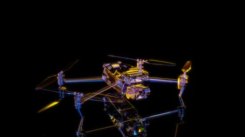 Rendering 3D animation, Classic Drone model on a black background Stock Footage 260451235