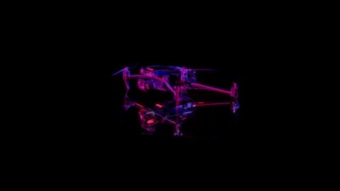 Rendering 3D animation, Classic Drone model on a black background Stock Footage 260601422
