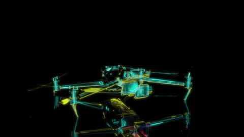 Rendering 3D animation, Classic Drone model on a black background Stock Footage 260805764