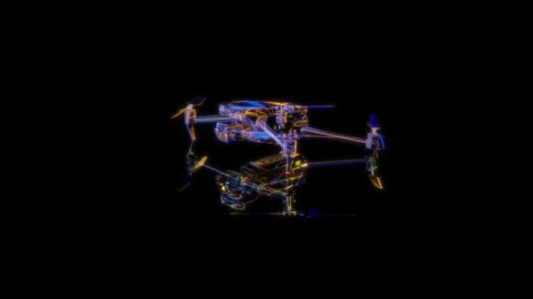 Rendering 3D animation, Classic Drone model on a black background Stock Footage 261213210