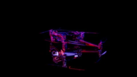 Rendering 3D animation, Classic Drone model on a black background Stock Footage 261707712