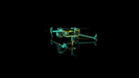 Rendering 3D animation, Classic Drone model on a black background Stock Footage 262089833