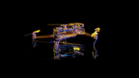 Rendering 3D animation, Classic Drone model on a black background Stock Footage 262464038