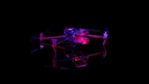 Rendering 3D animation, Classic Drone model on a black background Stock Footage 262614754