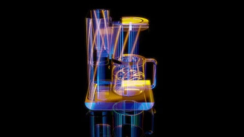Rendering 3D animation, Coffee maker model on a black background Stock Footage 260450765