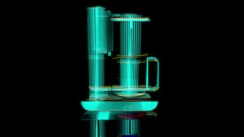 Rendering 3D animation, Coffee maker model on a black background Stock Footage 260804512