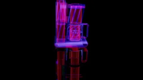 Rendering 3D animation, Coffee maker model on a black background Stock Footage 262614046