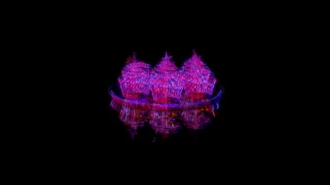 Rendering 3D animation, Cupcakes model on a black background Stock Footage 260601146
