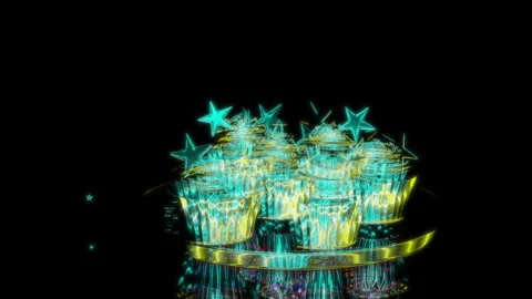 Rendering 3D animation, Cupcakes model on a black background Stock Footage 260805329