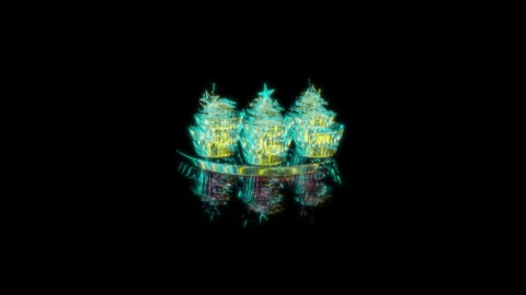Rendering 3D animation, Cupcakes model on a black background Stock Footage 262089585