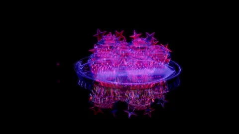 Rendering 3D animation, Cupcakes model on a black background Stock Footage 262614470
