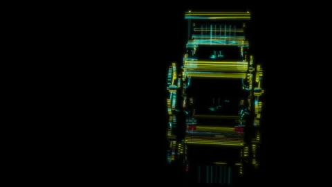 Rendering 3D animation, Horse carriage model on a black background Stock Footage 260047269